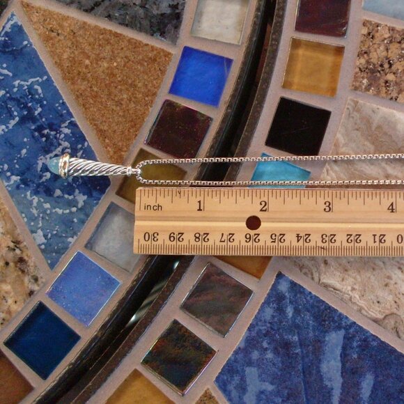 Rare & Retired David Yurman Waverly Drop Chalcedony Pendant w/Chain - 14K/925 - Picture 6 of 10